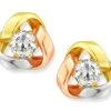9ct Three Colour Gold Cubic Zirconia Knot Earrings - 7mm - G4615