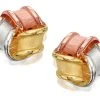9ct Three Colour Gold Matt Finish Knot Earrings - 9mm - G4617