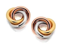 9ct Three Colour Gold Mini Knot Earrings - 8mm - G4624