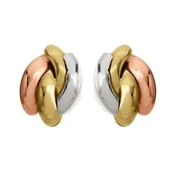 9ct Gold Three Colour Swirl Stud Earrings - 8mm - G4631
