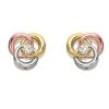 9ct Gold Three Colour Cubic Zirconia Knot Stud Earrings - G4633