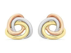 9ct Three Colour Gold Knot Stud Earrings - 8mm - G4635