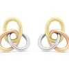 9ct Three Colour Gold Oval Knot Stud Earrings - 9mm - G4636
