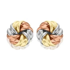 9ct Gold Three Colour Twist Stud Earrings - 6mm - G4639