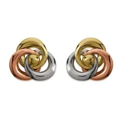 9ct Gold Three Colour Knot Stud Earrings - 8mm - G4643