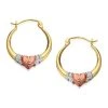 9ct Gold Three Colour Heart Creole Hoop Earrings - 17mm - G4911