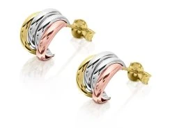 9ct Gold Three Colour Stud Earrings - 10mm - G4921 -Fhinds Shop G4921 L 2