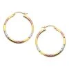 9ct Gold Three Colour Hoop Earrings - 30mm - G4922