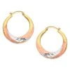 9ct Gold Three Colour Creole Hoop Earrings - 25mm - G4923