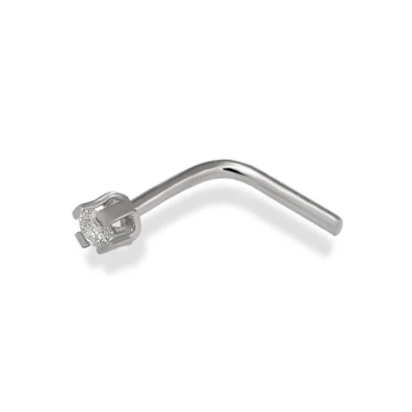 9ct White Gold Diamond Nose Stud - 2pts - G5501 1 9ct White Gold Diamond Nose Stud - 2pts - G5501