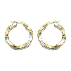 Aureus 9ct Gold Bonded Two Colour Twist Hoop Earrings - G6019