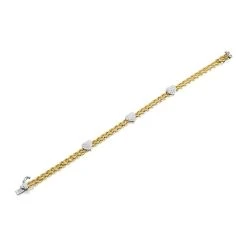Aureus 9ct Gold Bonded Two Colour Heart Rope Bracelet - 7.25in - G6027