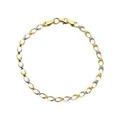 9ct Gold Two Colour Open Link Bracelet - 7.25in - G6406