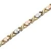 9ct Gold Three Colour Kisses Bracelet - 7.25in - EXCLUSIVE - G6428