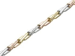 9ct Gold Three Colour Bracelet - 7.25in - EXCLUSIVE - G6429