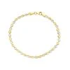 9ct Gold Two Colour Faceted Oval Link Bracelet - 7.5in - G6457