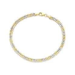 9ct Gold Two Colour Flat Link Bracelet - 7.5in - G6458
