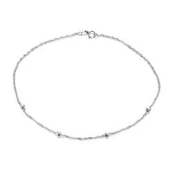 9ct White Gold Ball Twisted Anklet - 10in - G7918