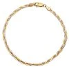 9ct Three Colour Gold 2.5mm Wide Plaited Herringbone Bracelet - 7.5in - G8007