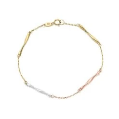 9ct Gold Three Colour Twist Bracelet - 7in - G8013
