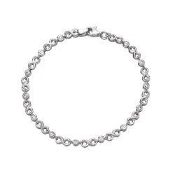 9ct White Gold Cubic Zirconia Infinity Bracelet - 7.5in - EXCLUSIVE - G8304