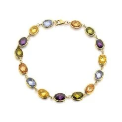9ct Gold Multicolour Cubic Zirconia Bracelet - 7.5in - G8310
