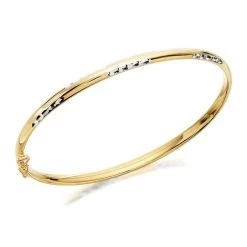 9ct Gold Two Colour Diamond Cut Bangle - EXCLUSIVE - G8420