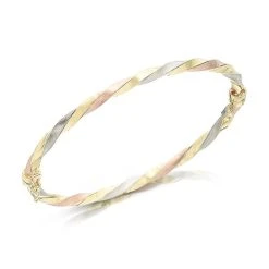 9ct Gold Three Colour Twist Bangle - EXCLUSIVE - G8430