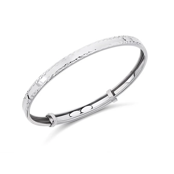 9ct White Gold Expanding Baby Bangle - G8434 1 9ct White Gold Expanding Baby Bangle - G8434
