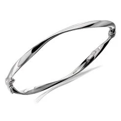 9ct White Gold Twist Bangle - G9089