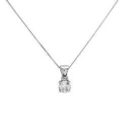 18ct White Gold Diamond Solitaire Necklace - 61pts - G/I1 - H06264