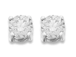 18ct White Gold Diamond Solitaire Stud Earrings - 76pts Per Pair - L/I2 - H0753