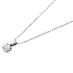 18ct White Gold Diamond Solitaire Necklace - 81pts - J/I1 - H08125