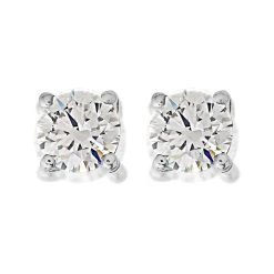 18ct Gold Diamond Solitaire Stud Earrings - 92pts Per Pair - F-G/SI1-SI2 - H0904