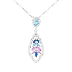 Briolette Silver Multi Colour Cubic Zirconia Necklace - J77136
