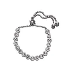 Briolette Silver Cubic Zirconia Flower Gripper Bracelet - J7713