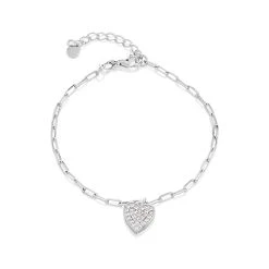 Briolette Silver Cubic Zirconia Heart Bracelet - J77163