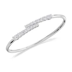 Briolette Silver Cubic Zirconia Bangle - J77165