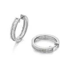Briolette Silver Cubic Zirconia Hoop Earrings - J7792