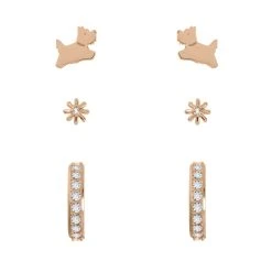 Radley RYJ1306 18ct Rose Plated Silver Triple Earring Set - J81133