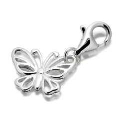Silver Butterfly Charm With Karab Clasp - J9040