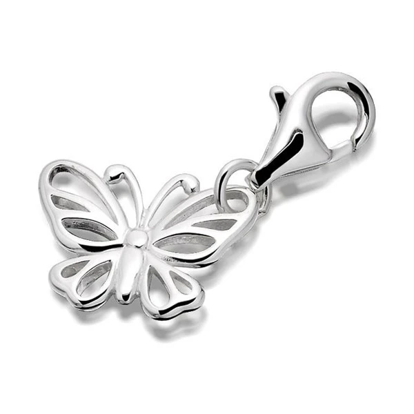 Silver Butterfly Charm With Karab Clasp - J9040 1 Silver Butterfly Charm With Karab Clasp - J9040