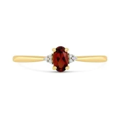 9ct Gold Garnet And Diamond Birthstone Ring - January - R0201 -Fhinds Shop R0201 L 2