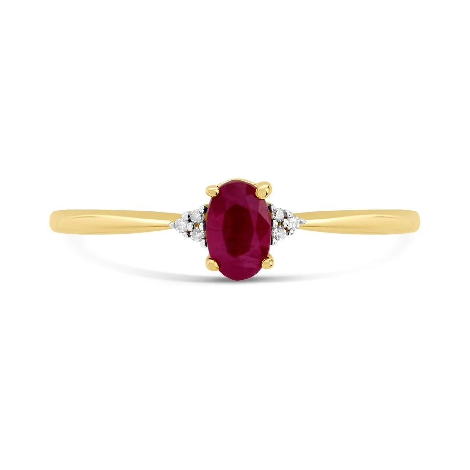 9ct Gold Ruby And Diamond Birthstone Ring - July - R0207 2 9ct Gold Ruby And Diamond Birthstone Ring - July - R0207 - Image 2