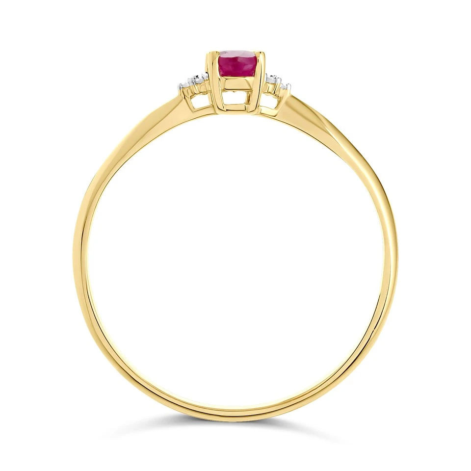 9ct Gold Ruby And Diamond Birthstone Ring - July - R0207 3 9ct Gold Ruby And Diamond Birthstone Ring - July - R0207 - Image 3