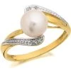 9ct Gold Two Colour Freshwater Cultured Pearl And Diamond Ring - R0926