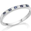 9ct White Gold Sapphire And Cubic Zirconia Half Eternity Ring - R0937
