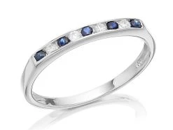 9ct White Gold Sapphire And Cubic Zirconia Half Eternity Ring - R0937