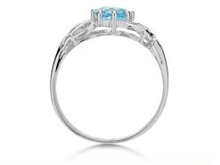 9ct White Gold Blue Topaz Leaf Scroll Ring - R0942 -Fhinds Shop R0942 L 3
