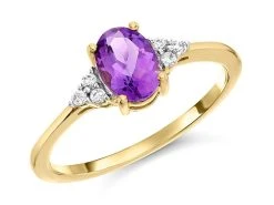 9ct Gold Amethyst And Cubic Zirconia Ring - EXCLUSIVE - R0954